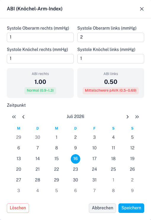 Wound Status Modal Screenshot