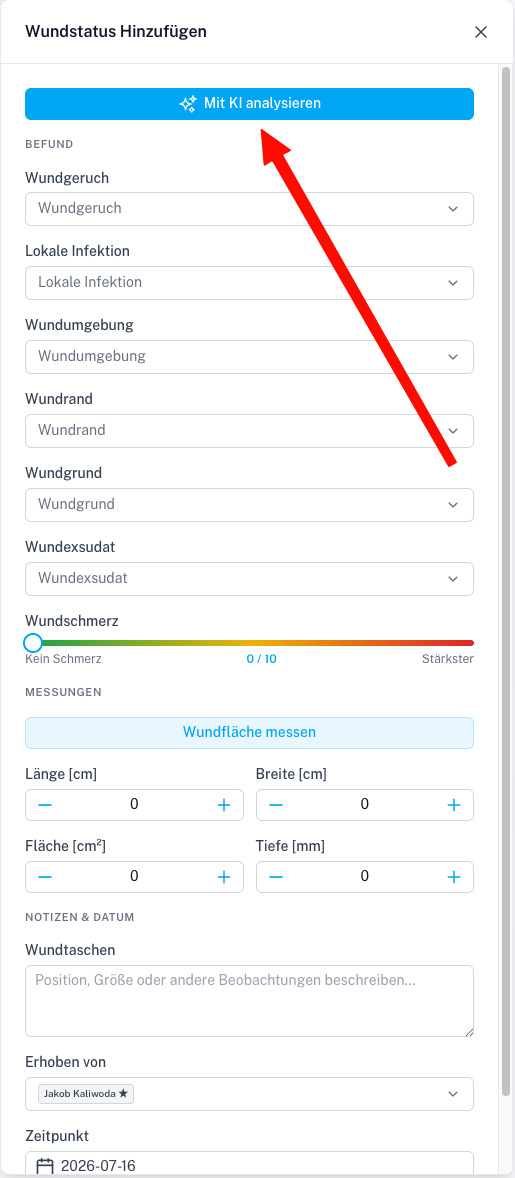 Wound Behandlung Modal Screenshot