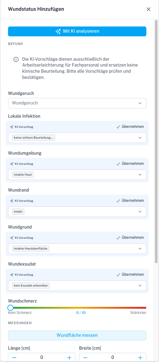 Wound Behandlung Modal Screenshot