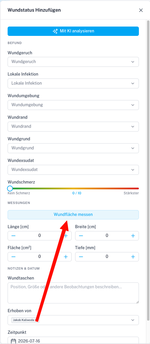 Wound Behandlung Modal Screenshot