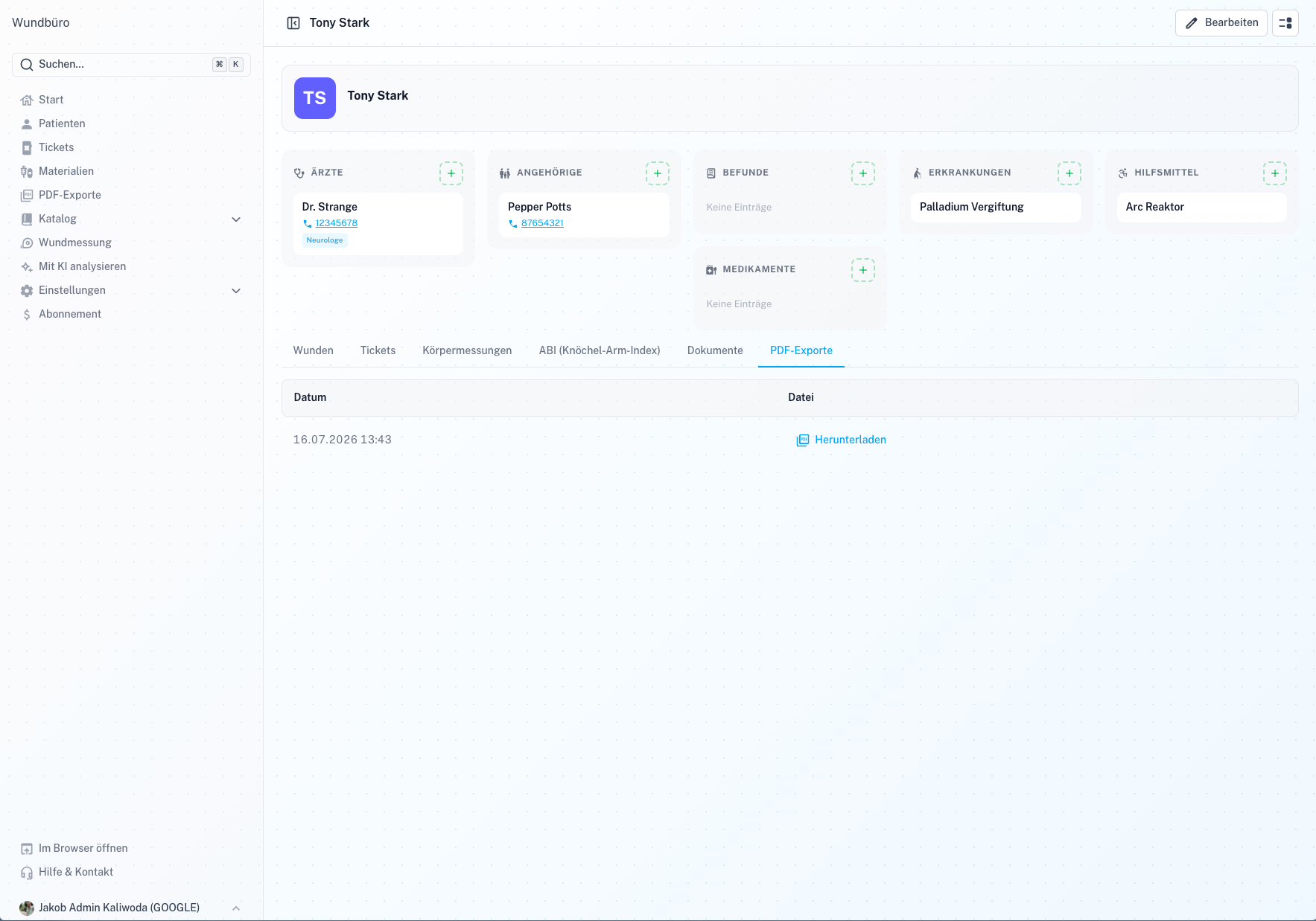 Wound Status Modal Screenshot