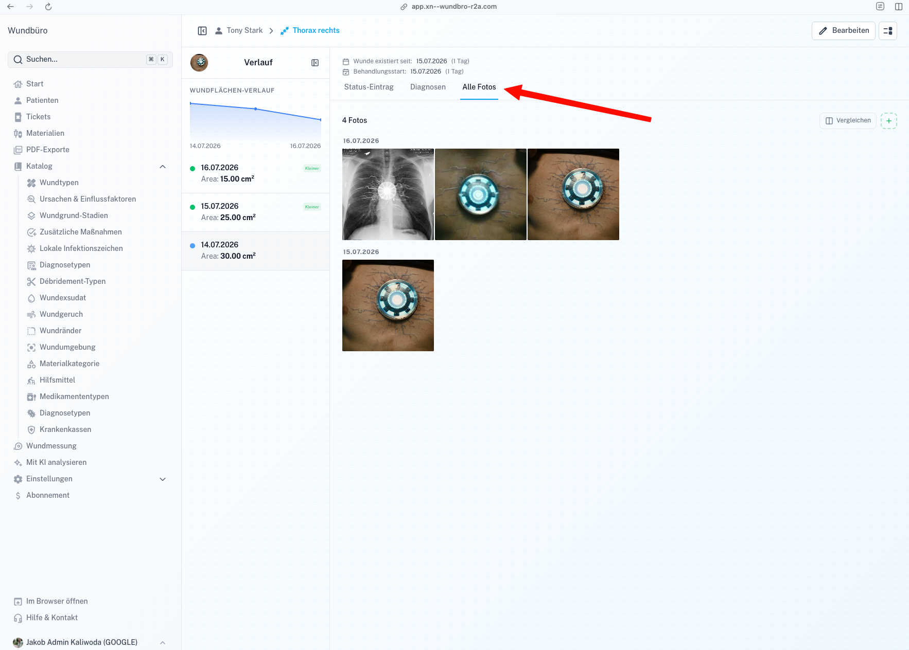 Wound Behandlung Modal Screenshot