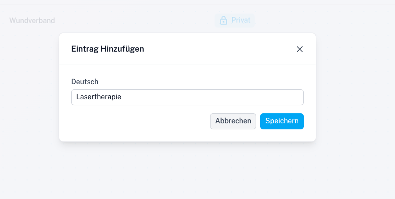 Wound Behandlung Modal Screenshot